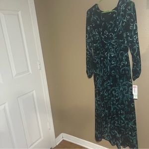 stunning long dress with a beautiful print, new condition and never worn before